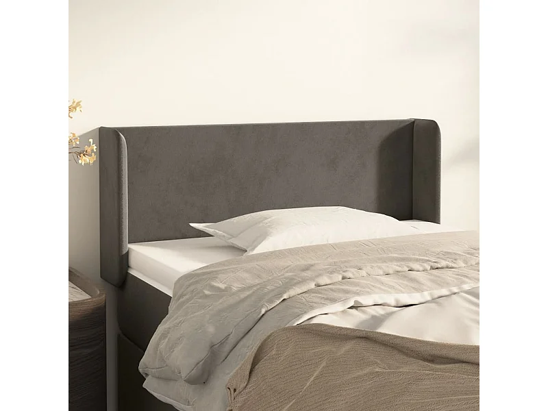 Cabeceira de cama c/ abas veludo 83x16x78/88 cm cinzento-escuro