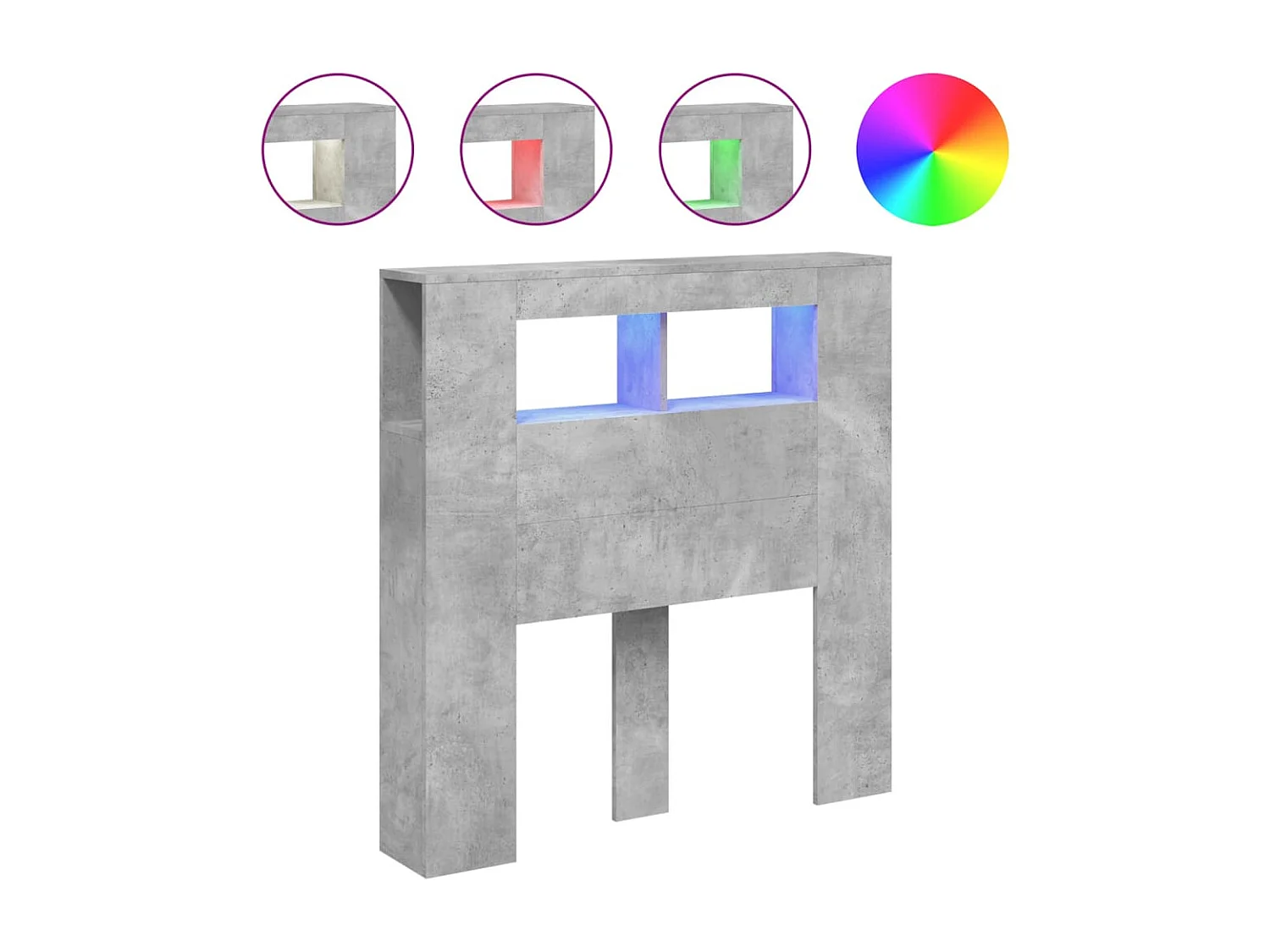 Cabecero LED madera ingeniería gris hormigón 100x18,5x103,5 cm