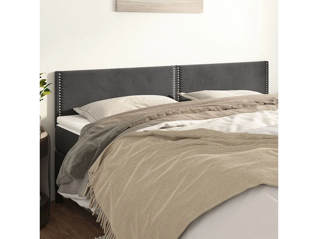 Tête de lit 2 pièces Gris foncé 90x5x78/88 cm Velours