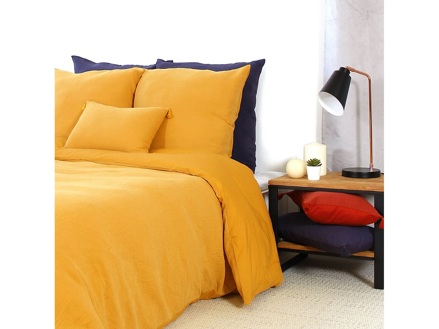 Juego de cama en doble gasa de algodón 240 x 200 cm