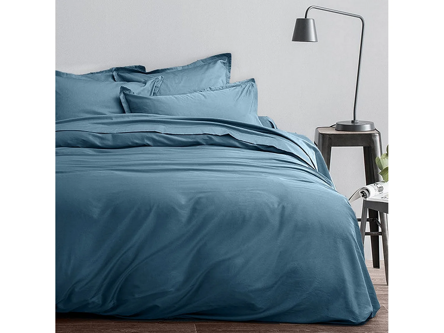 Housse de couette 220x240 + 2 taies d'oreiller 63x63 cm Satin de Coton Horizon