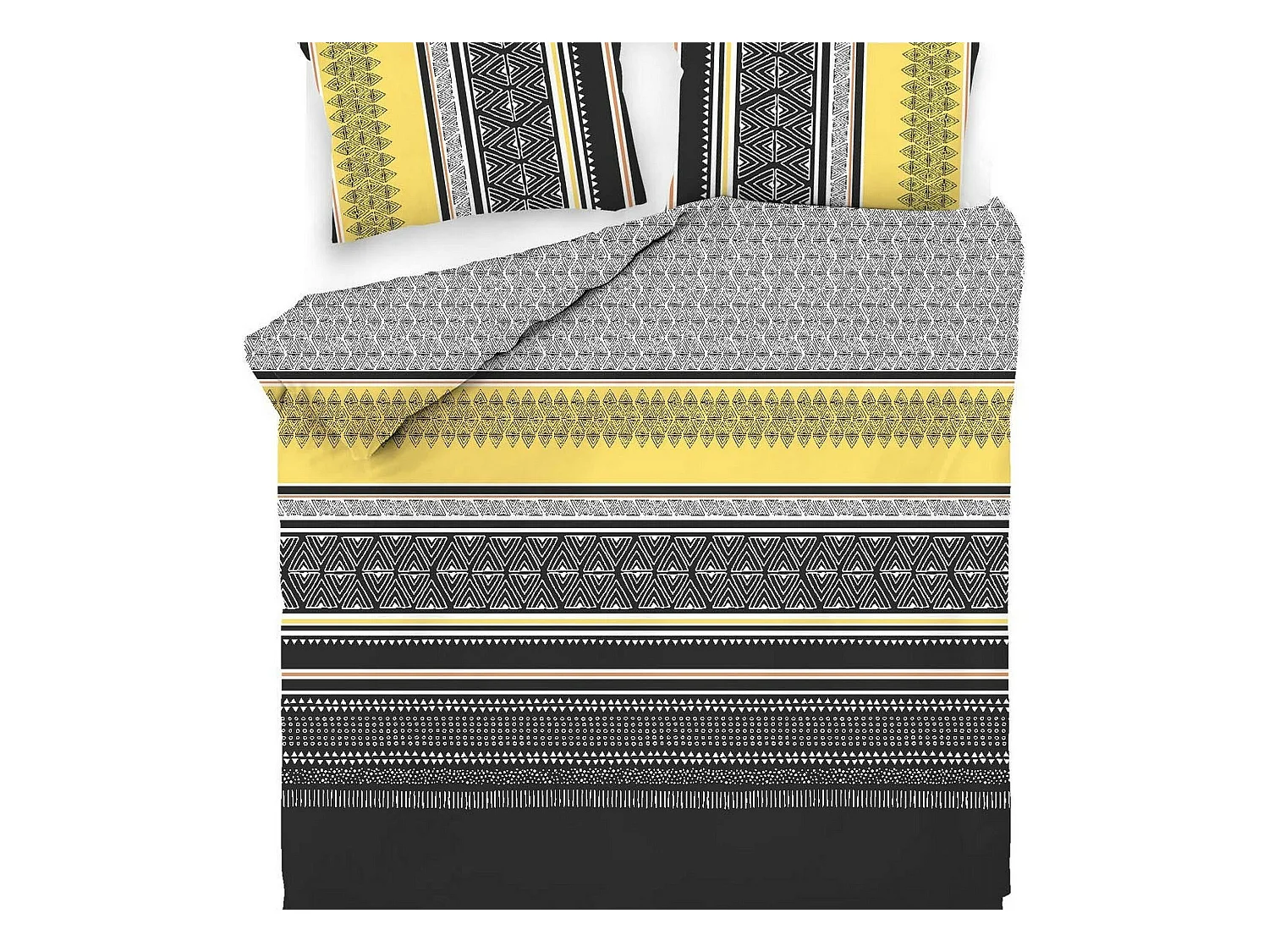 Housse de couette 220x240 + 2 taies d'oreiller 60x60 cm Coton Formas Yellow