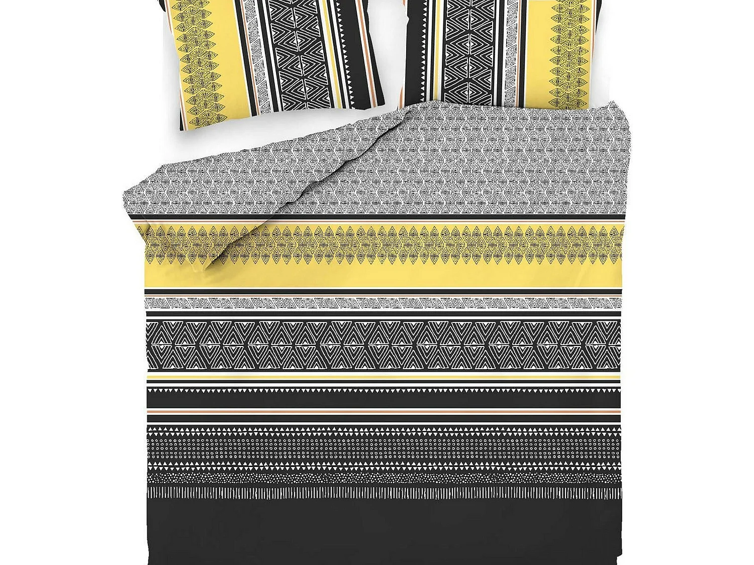 Housse de couette 220x240 + 2 taies d'oreiller 60x60 cm Coton Formas Yellow