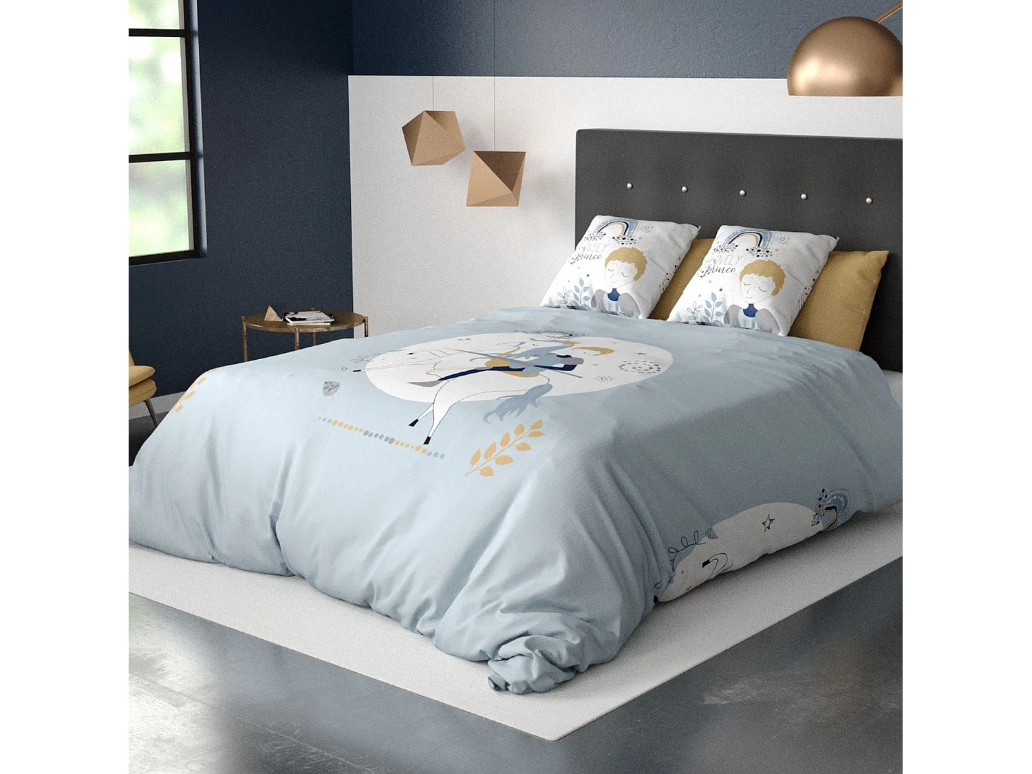 Housse de couette 140x200 + 1 taie d'oreiller 63x63 cm Coton Lovely Prince