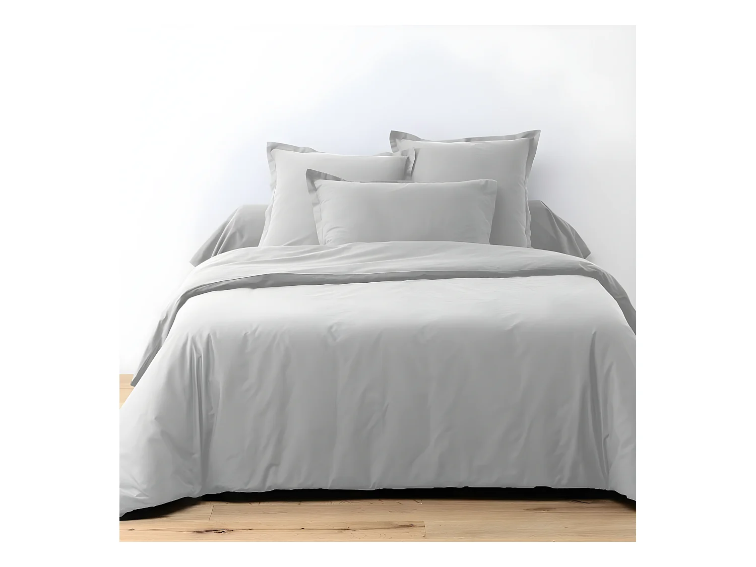Parure de drap 180x290 3 pièces avec Drap housse 90x190 cm Coton Gris Clair