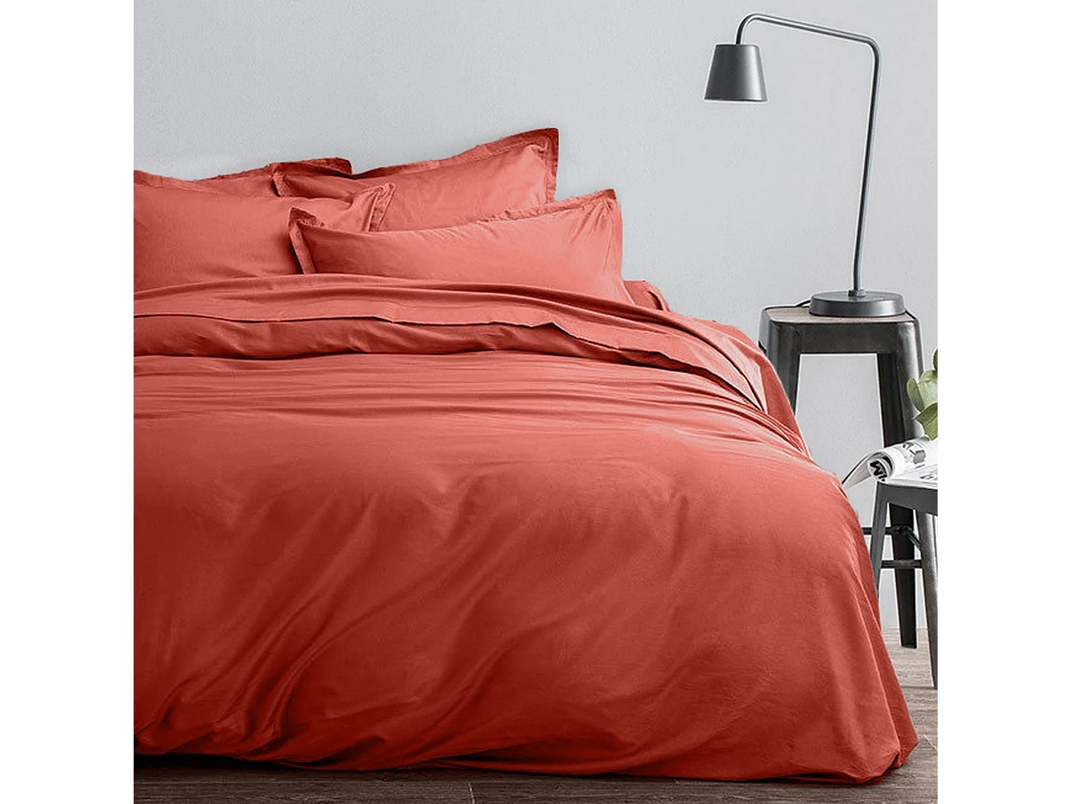 Housse de couette 240x260 + 2 taies d'oreiller 63x63 cm Satin de Coton Sienne