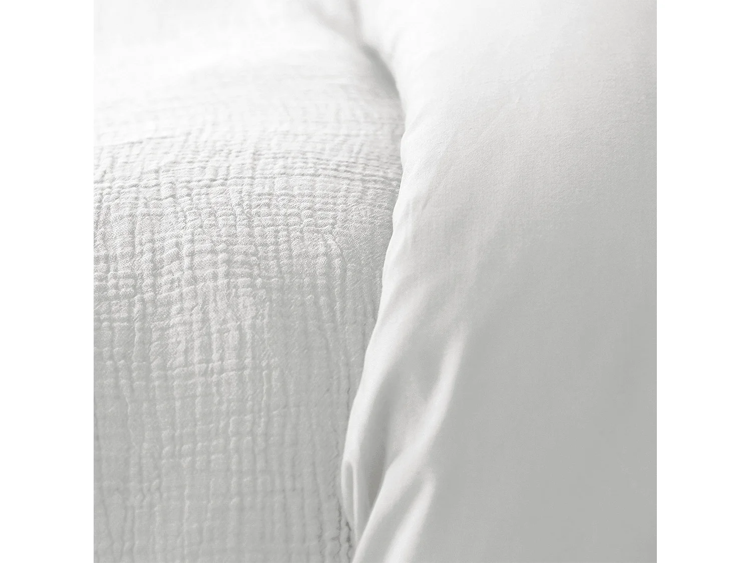 Parure de lit housse de couette avec taie d'oreiller 100% Gaze de Coton Blanc : Taille - 240 x 260 cm
