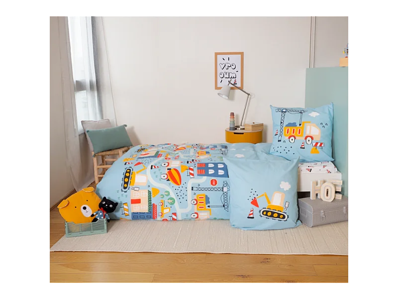 Jogo de cama infantil em algodão orgânico Trabalhos 140x200 cm