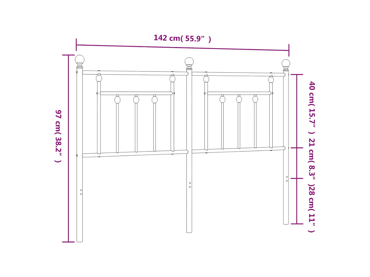 Tête de lit métal blanc 135 cm