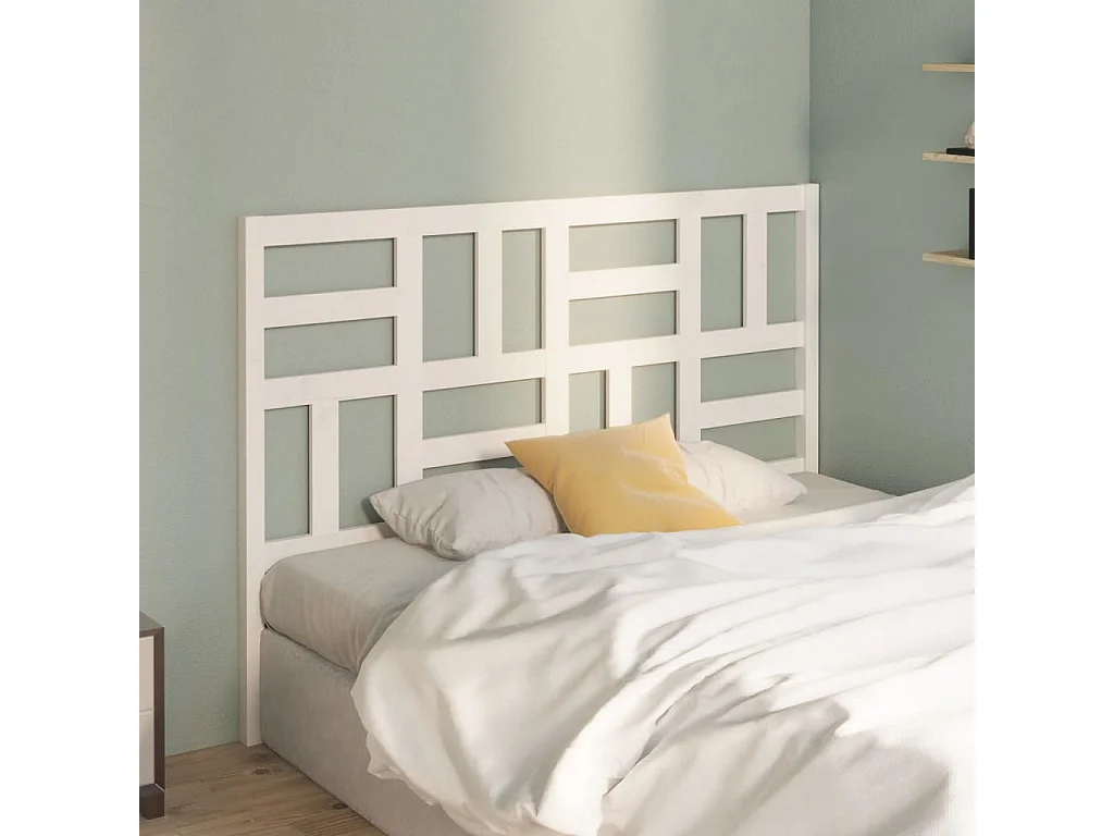 Tête de lit Blanc 146x4x104 cm Bois massif de pin