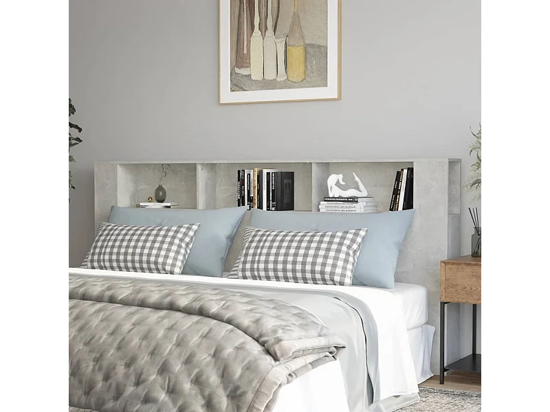 Armoire de tête de lit Gris béton 220x18,5x104,5 cm