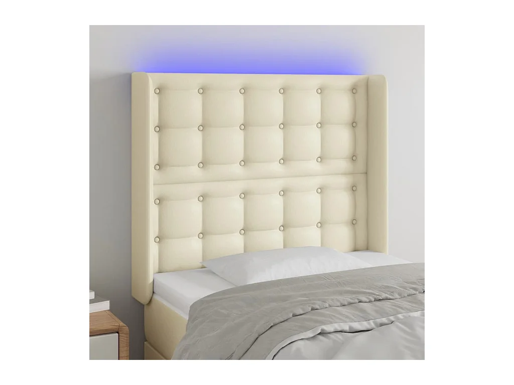 Tête de lit à LED Crème 93x16x118/128 cm Similicuir