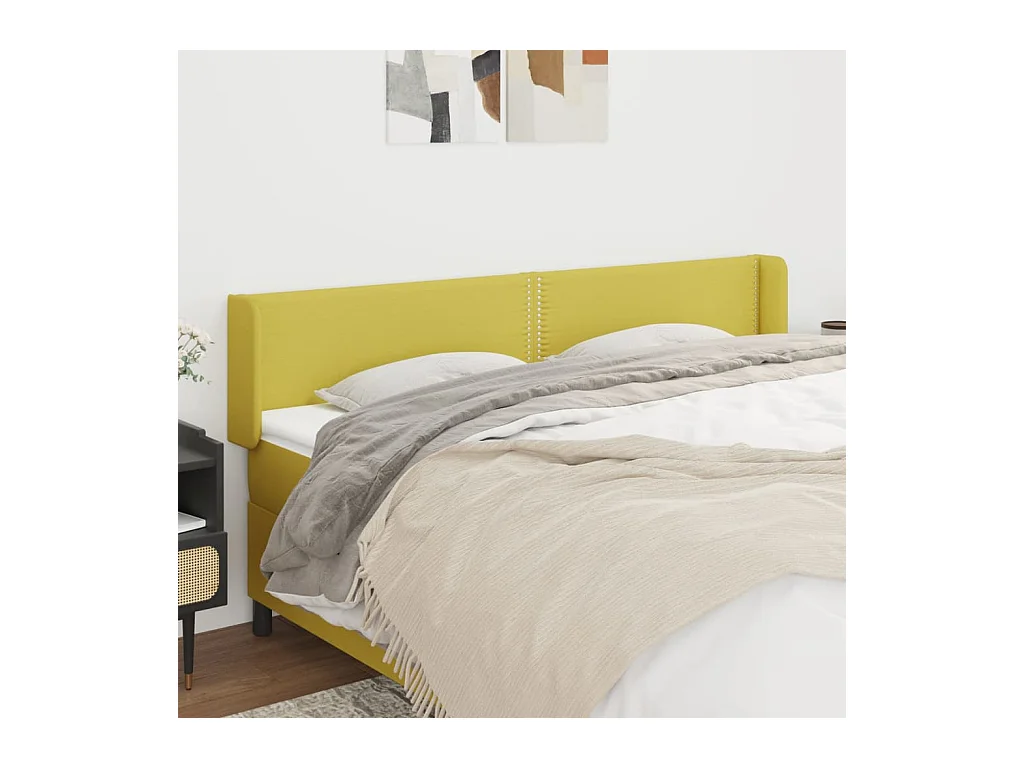 Tête de lit avec oreilles Vert 203x16x78/88 cm Tissu