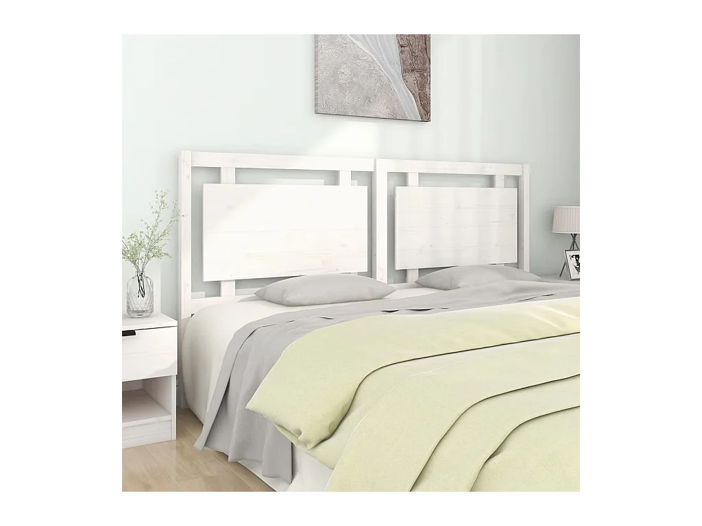 Cabecero de cama madera maciza de pino blanco 185,5x4x100 cm