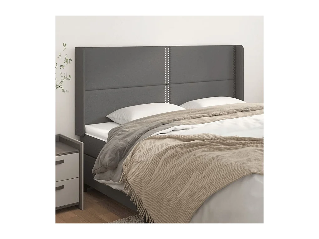 Hoofdbord met randen 183x16x118/128 cm kunstleer grijs