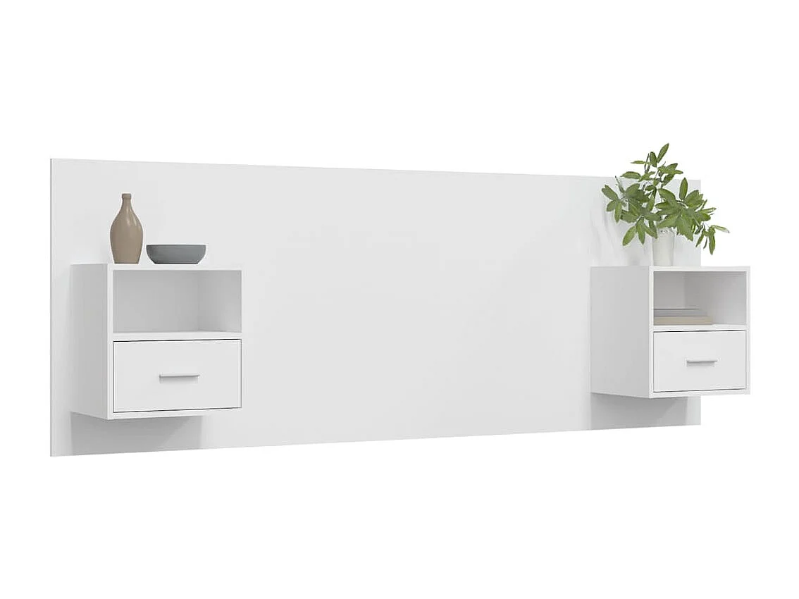 Tête de lit avec armoires Blanc Bois d’ingénierie