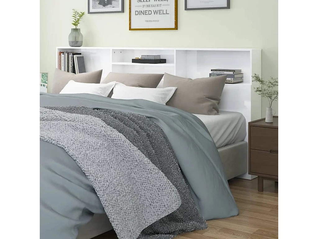 Mueble cabecero blanco brillante 220x19x103,5 cm