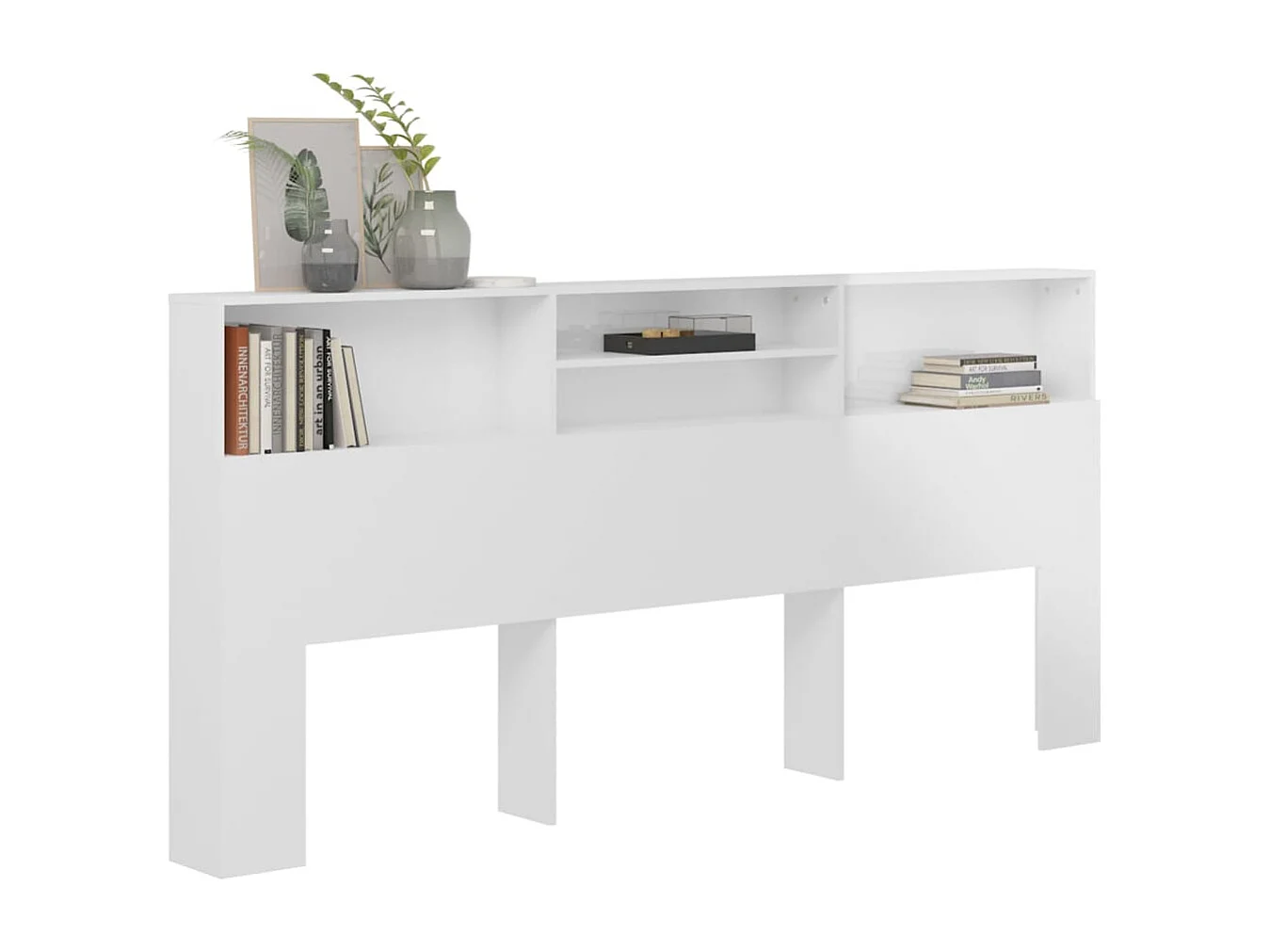 Mueble cabecero blanco brillante 220x19x103,5 cm