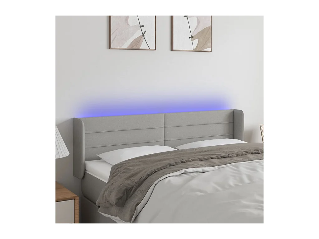 Hoofdbord LED 147x16x78/88 cm stof lichtgrijs