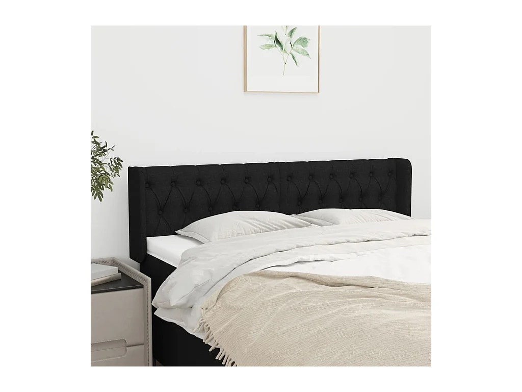 Tête de lit avec oreilles Noir 147x16x78/88 cm Tissu
