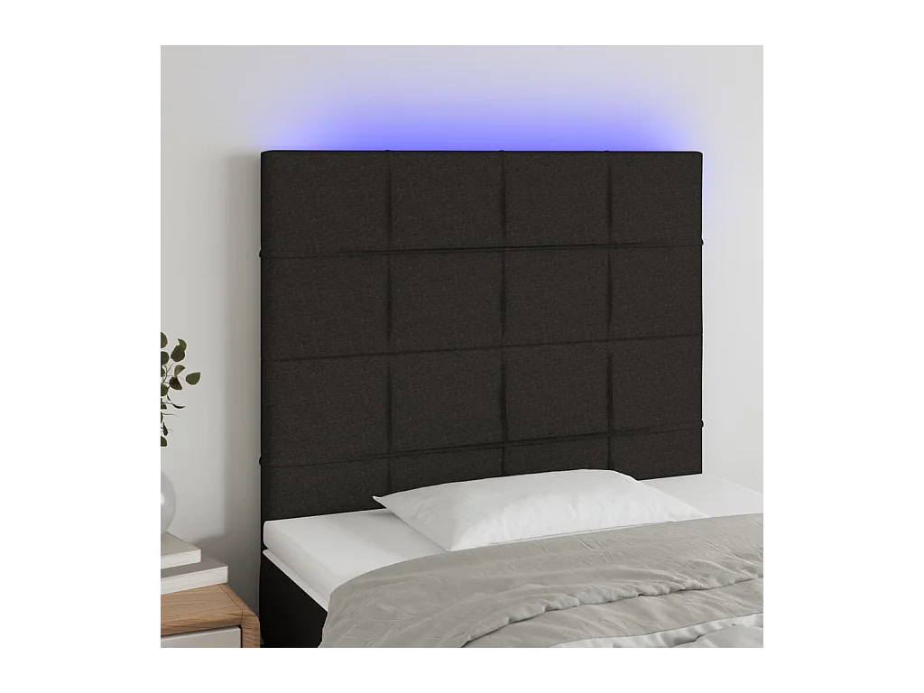Tête de lit à LED Noir 90x5x118/128 cm Tissu