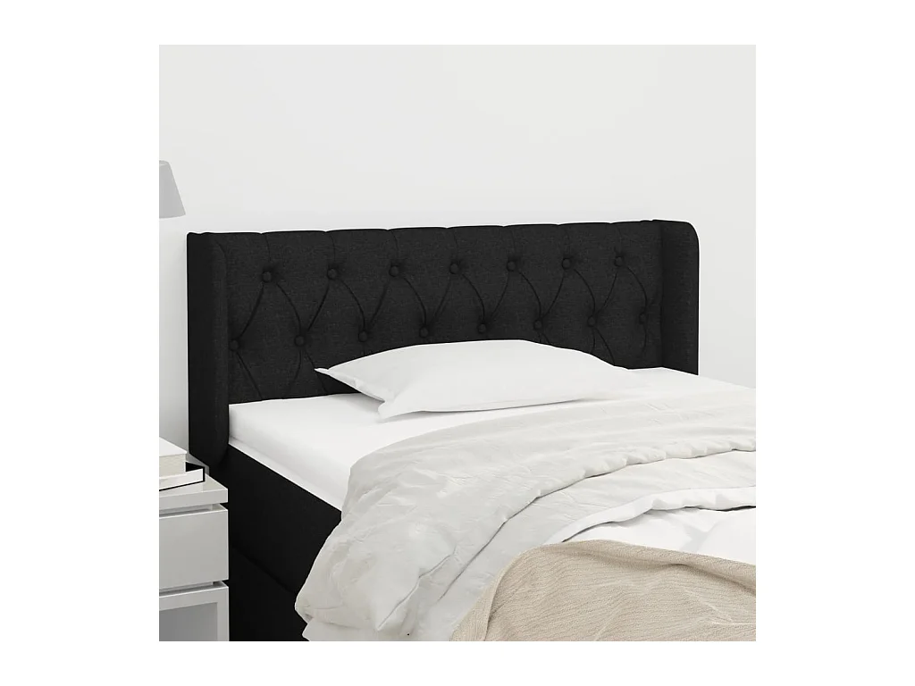 Tête de lit avec oreilles Noir 93x16x78/88 cm Tissu