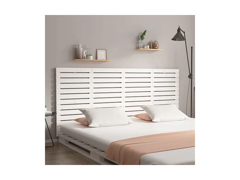 Cabeceira de parede 166x3x91,5cm madeira de pinho maciça branco