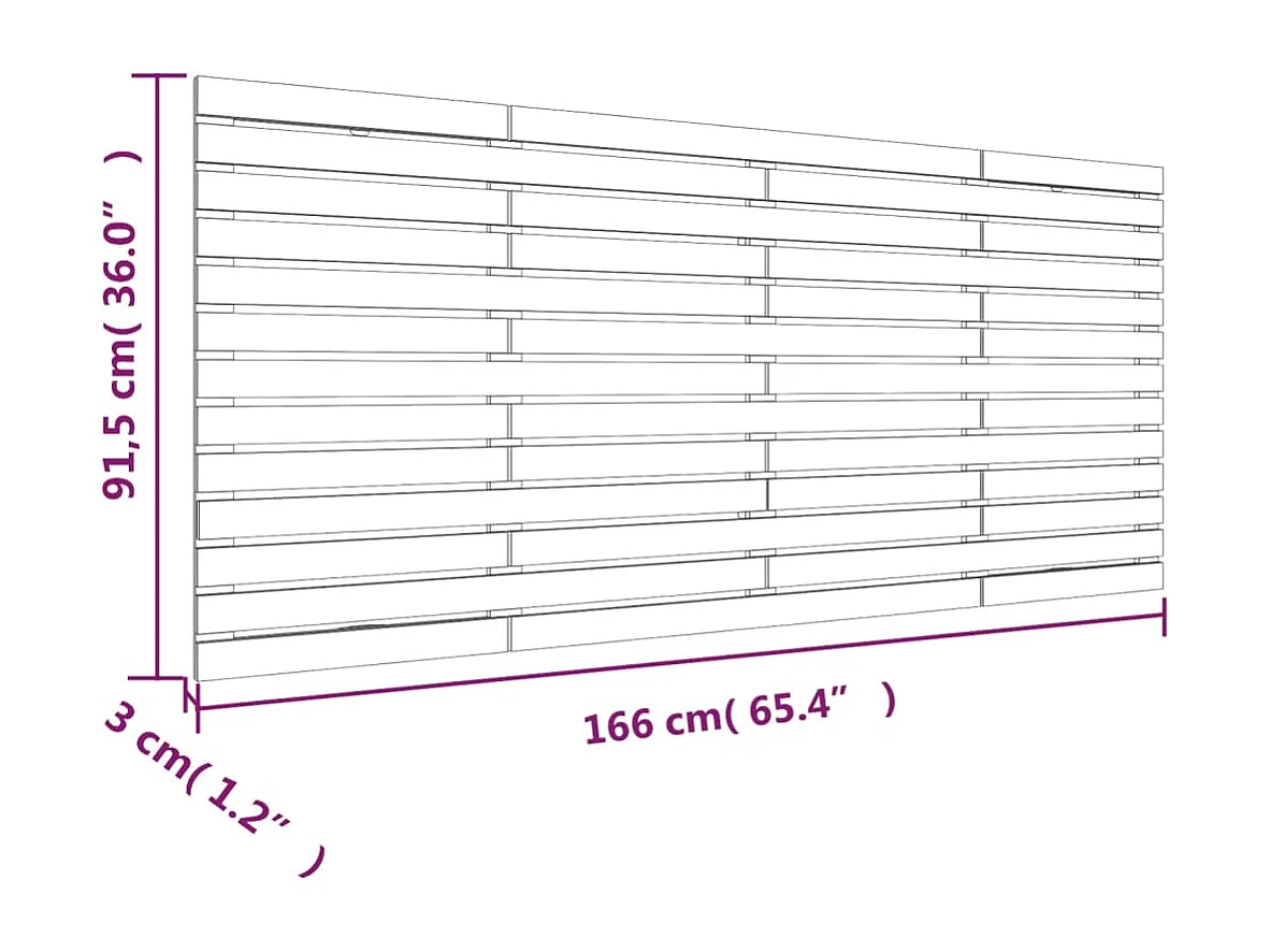 Hoofdbord wandmontage 166x3x91,5 cm massief grenenhout wit