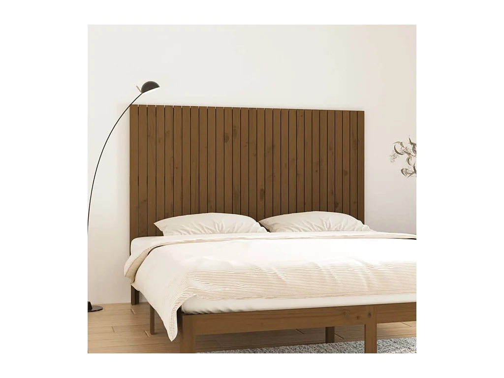 Tête de lit murale Marron miel 185x3x110 cm Bois massif de pin
