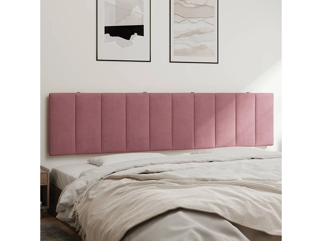 Tête de lit coussin rose 200 cm velours