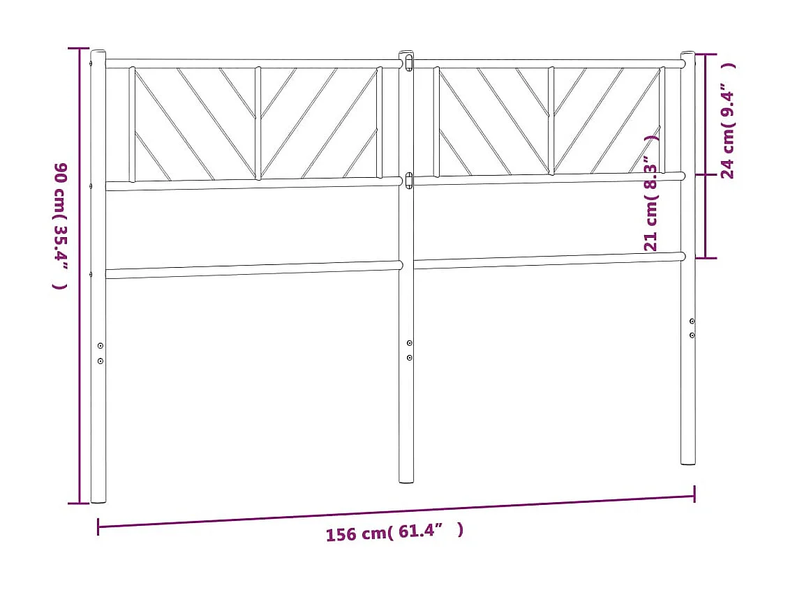 Tête de lit métal noir 150 cm