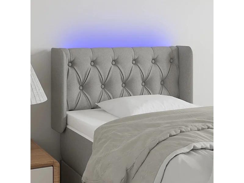 Cabecero con LED de tela gris claro 83x16x78/88 cm