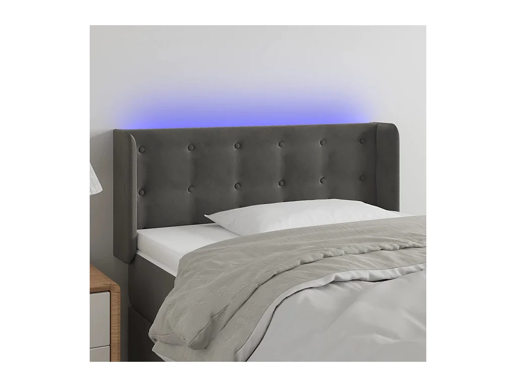 Tête de lit à LED Gris foncé 83x16x78/88 cm Velours