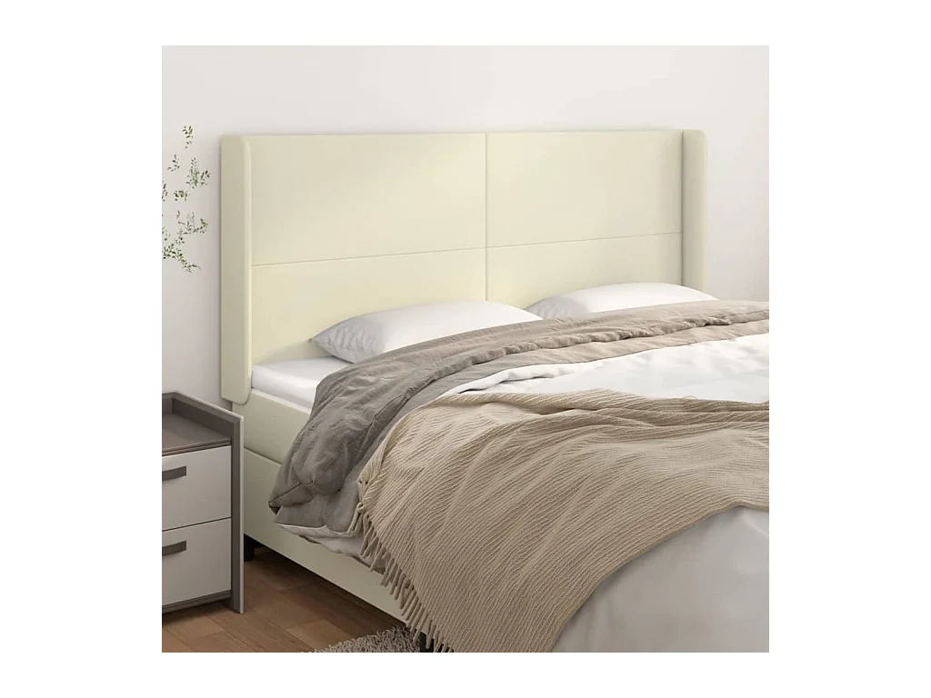 Tête de lit avec oreilles Crème 203x16x118/128 cm Similicuir