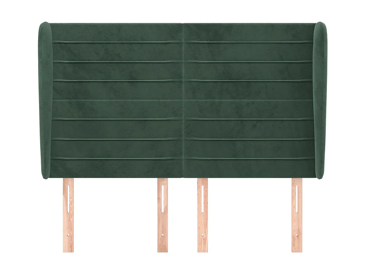 Hoofdbord met randen 147x23x118/128 cm fluweel donkergroen