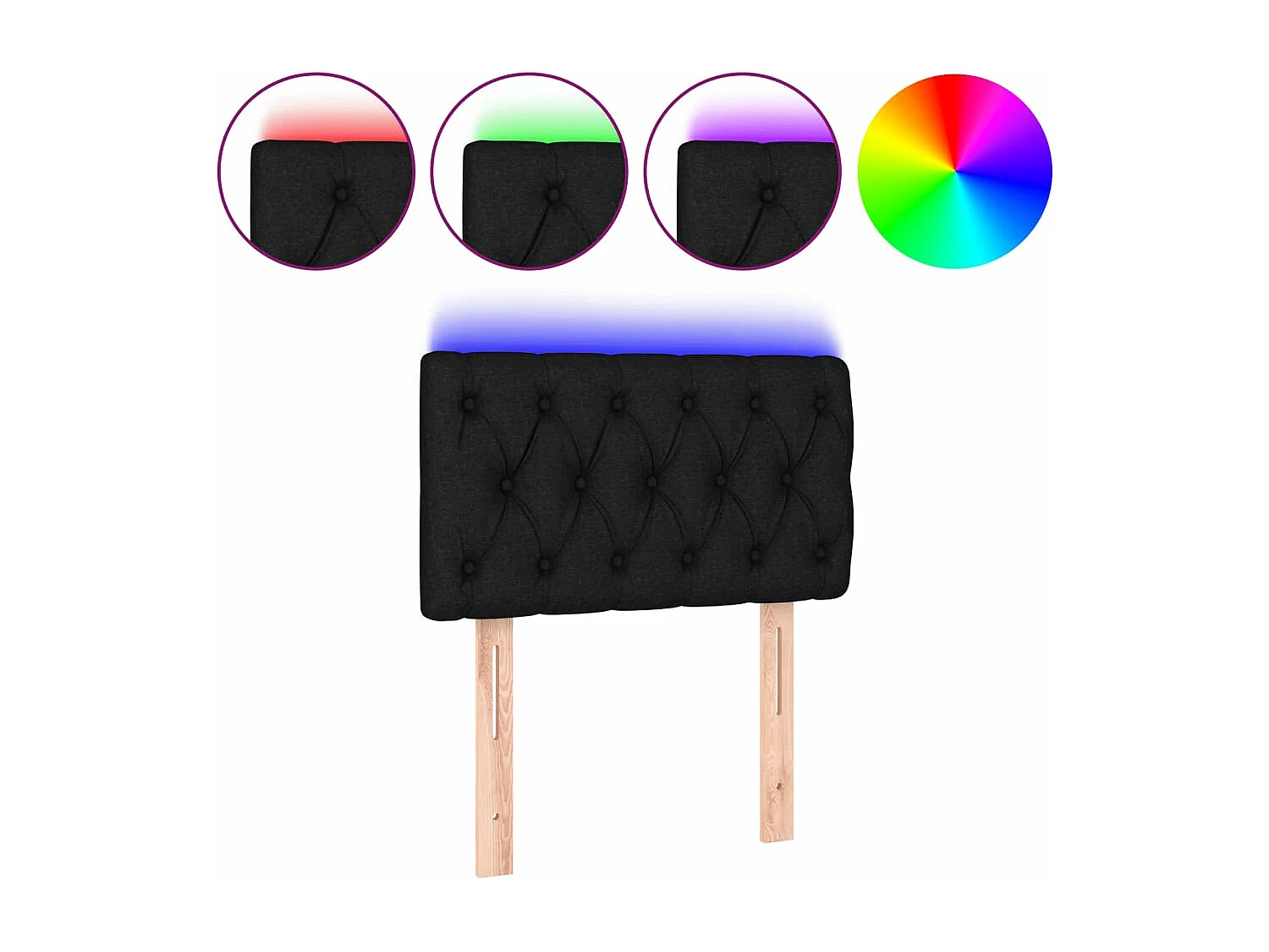 Cabeceira de cama c/ luzes LED tecido 80x7x78/88 cm preto