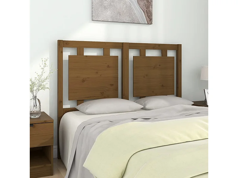 Cabecero de cama madera maciza pino marrón miel 125,5x4x100 cm