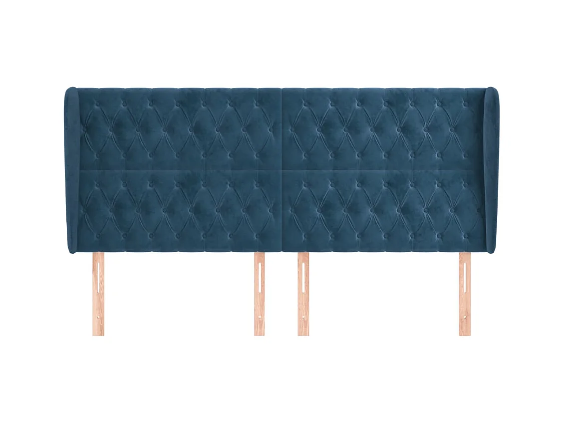 Tête de lit avec oreilles Bleu foncé 183x23x118/128 cm Velours
