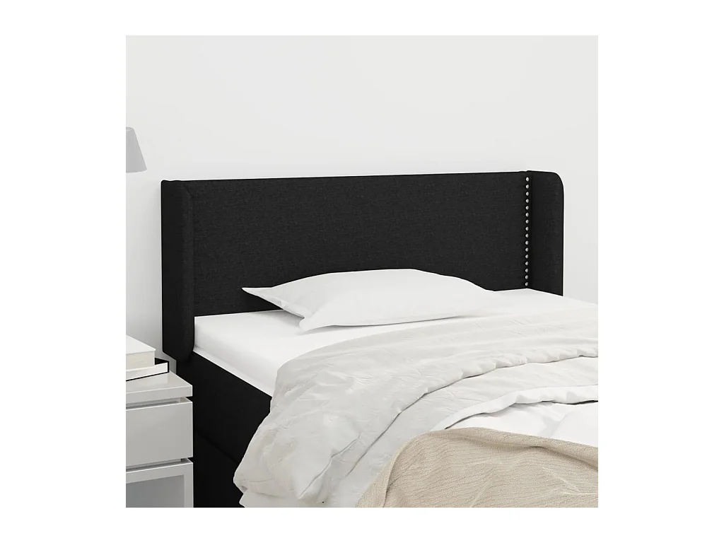 Tête de lit avec oreilles Noir 103x16x78/88 cm Tissu