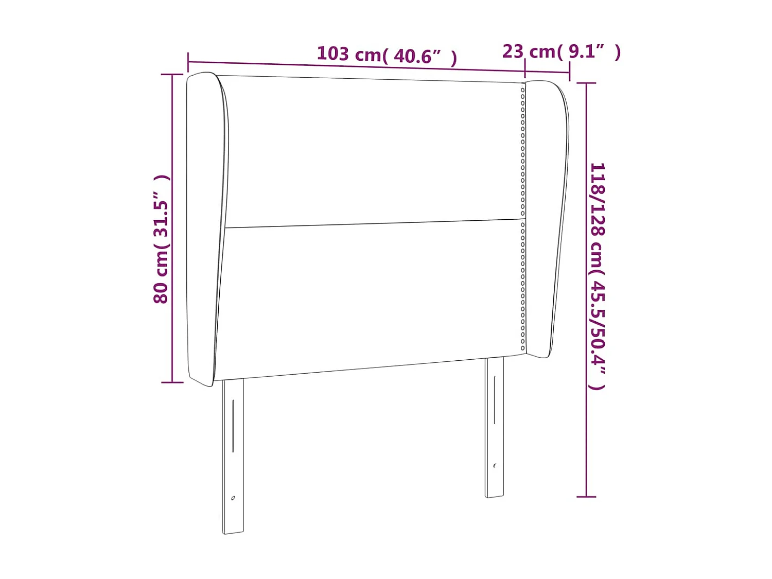 Tête de lit avec oreilles Noir 103x23x118/128 cm Tissu