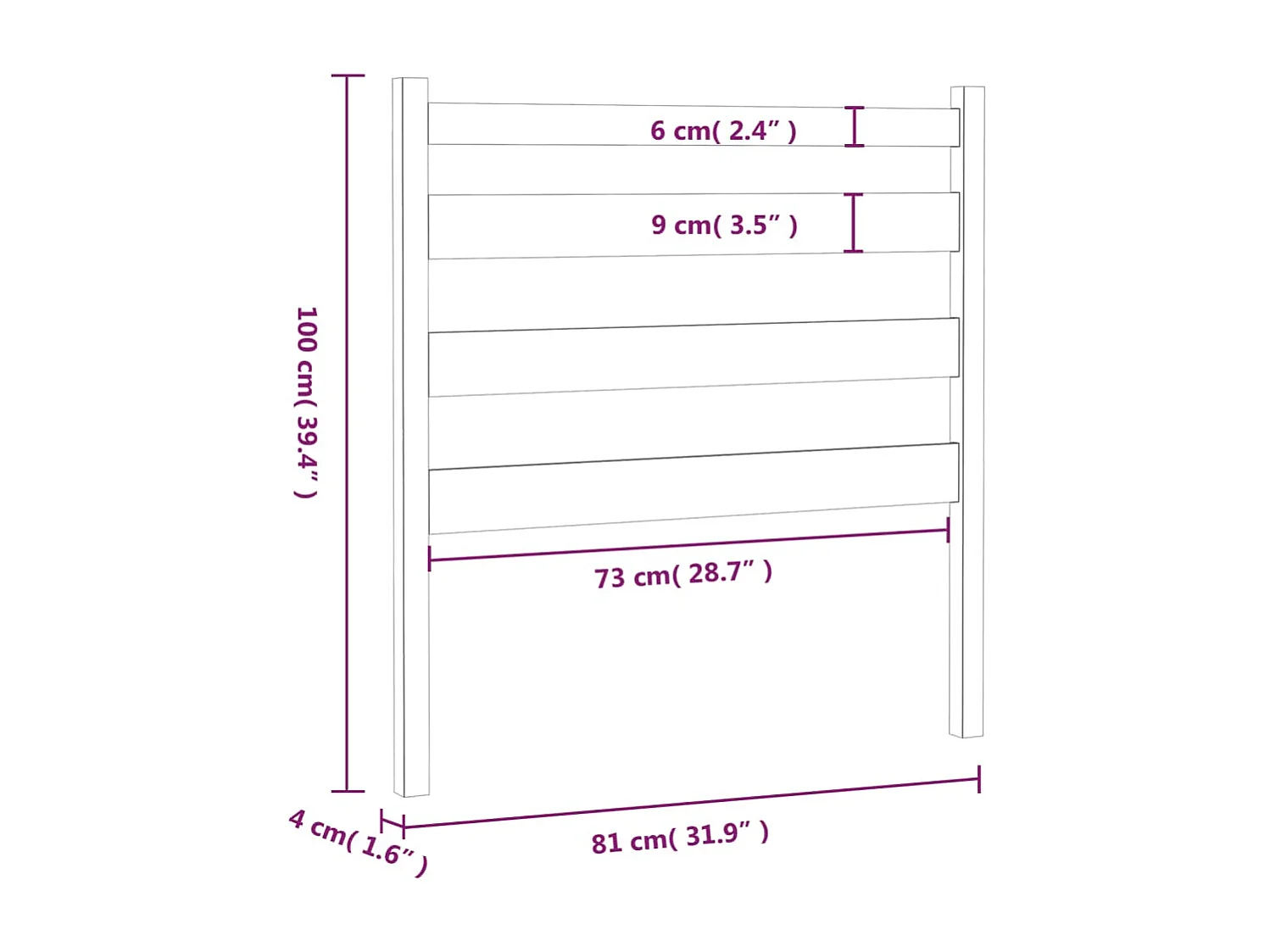 Cabecero de cama madera maciza de pino 81x4x100 cm