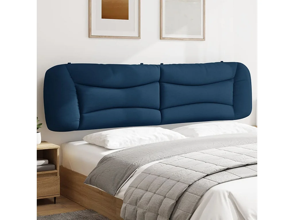 Tête de lit coussin bleu 200 cm tissu