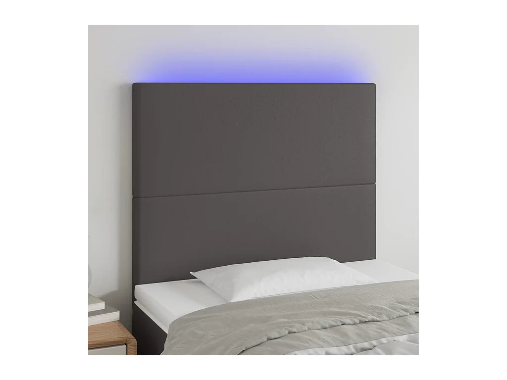 Tête de lit à LED Gris 100x5x118/128 cm Similicuir
