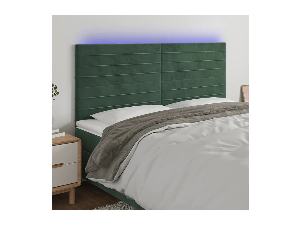 Tête de lit à LED Vert foncé 180x5x118/128 cm Velours