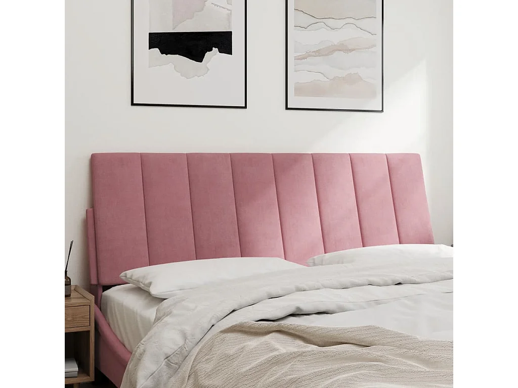 Tête de lit coussin rose 140 cm velours