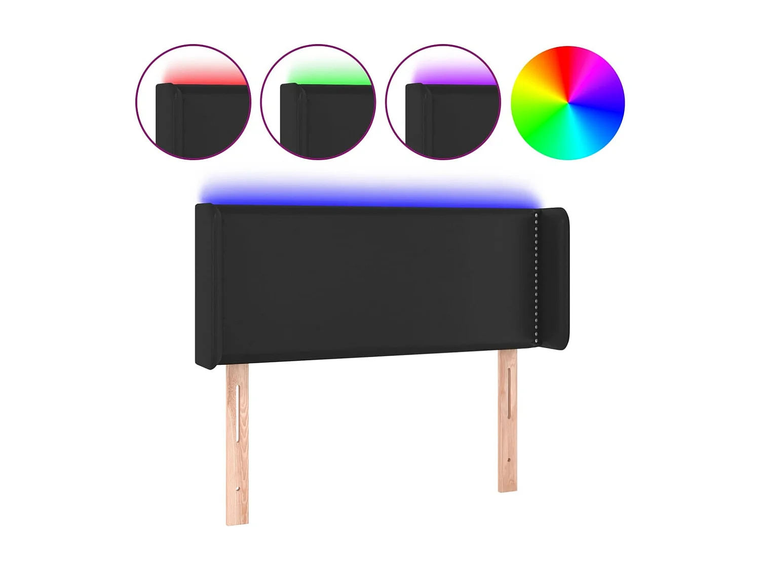 Hoofdbord LED 83x16x78/88 cm kunstleer zwart