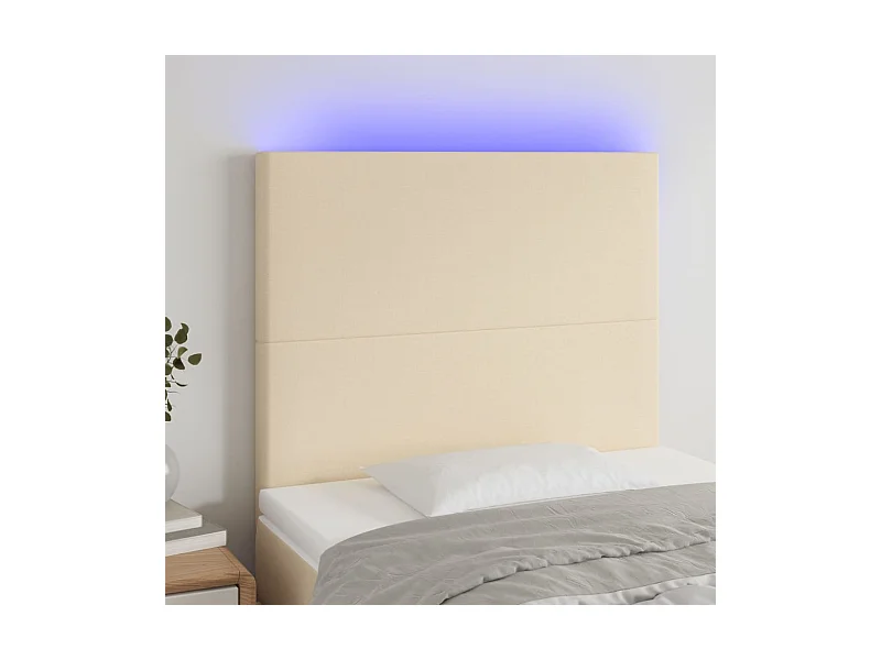 Tête de lit à LED Crème 100x5x118/128 cm Tissu