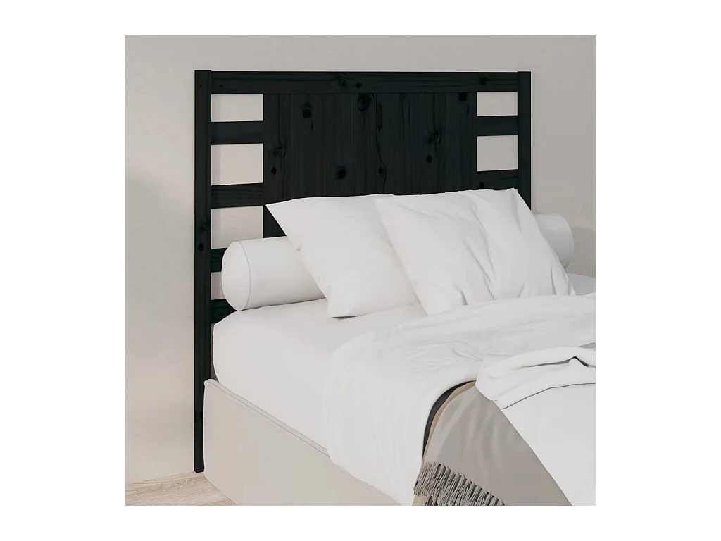 Tête de lit Noir 106x4x100 cm Bois massif de pin