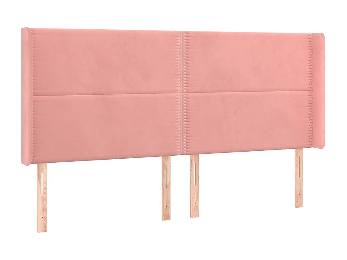 Cabecero con orejas de terciopelo rosa 183x16x118/128 cm