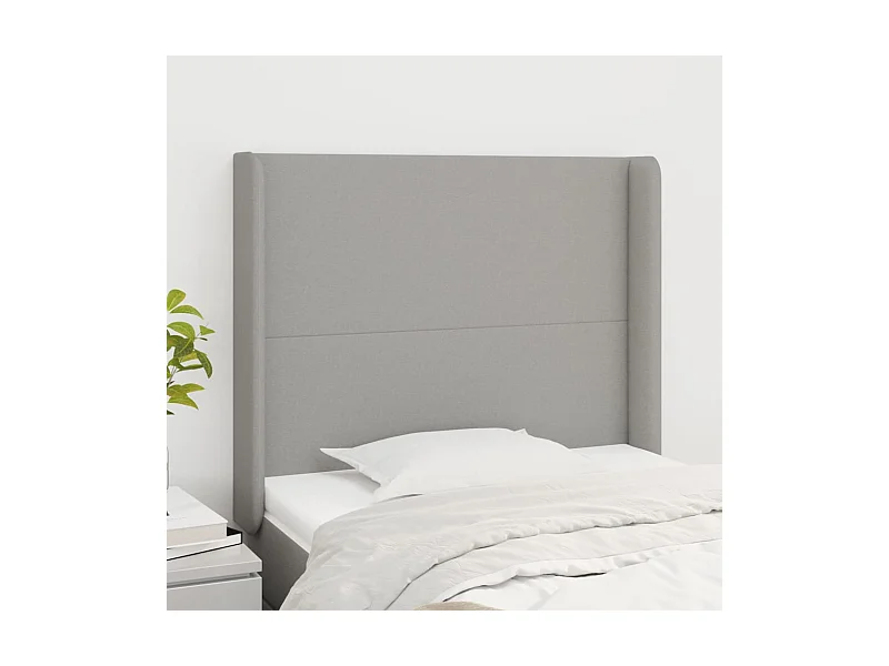 Tête de lit avec oreilles Gris clair 83x16x118/128 cm Tissu